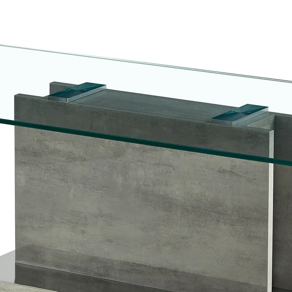 Granite Modern Coffee Table in Glass Top and Concrete Finish Top Detail