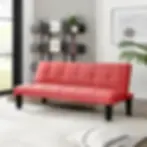 Moda Red Futon Couch Upholstered in Fabric Room Scene
