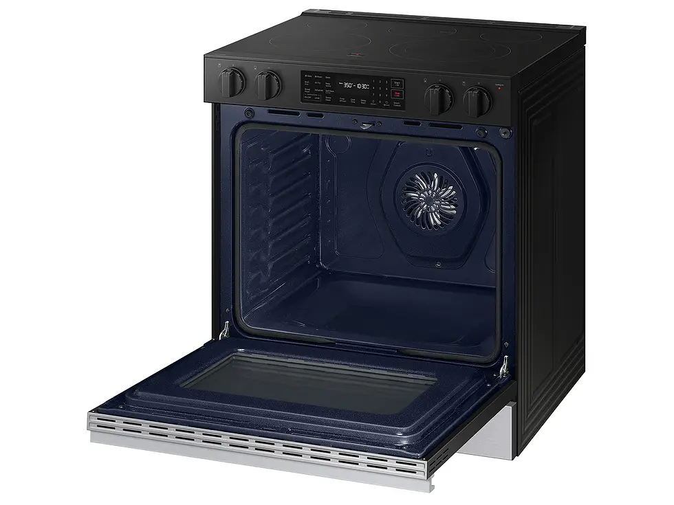 Thumbnail: Bespoke 6.3 cu. ft. Smart Slide-In Electric Range w Air Fry & Precision Knobs open Oven without grates