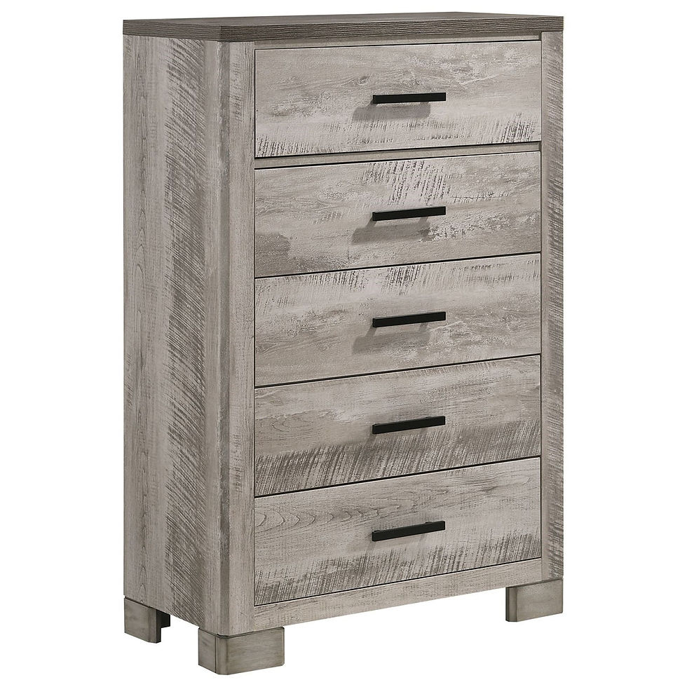 Cove 5 Drawer Chest Dresser in Vintage Grey Angle View