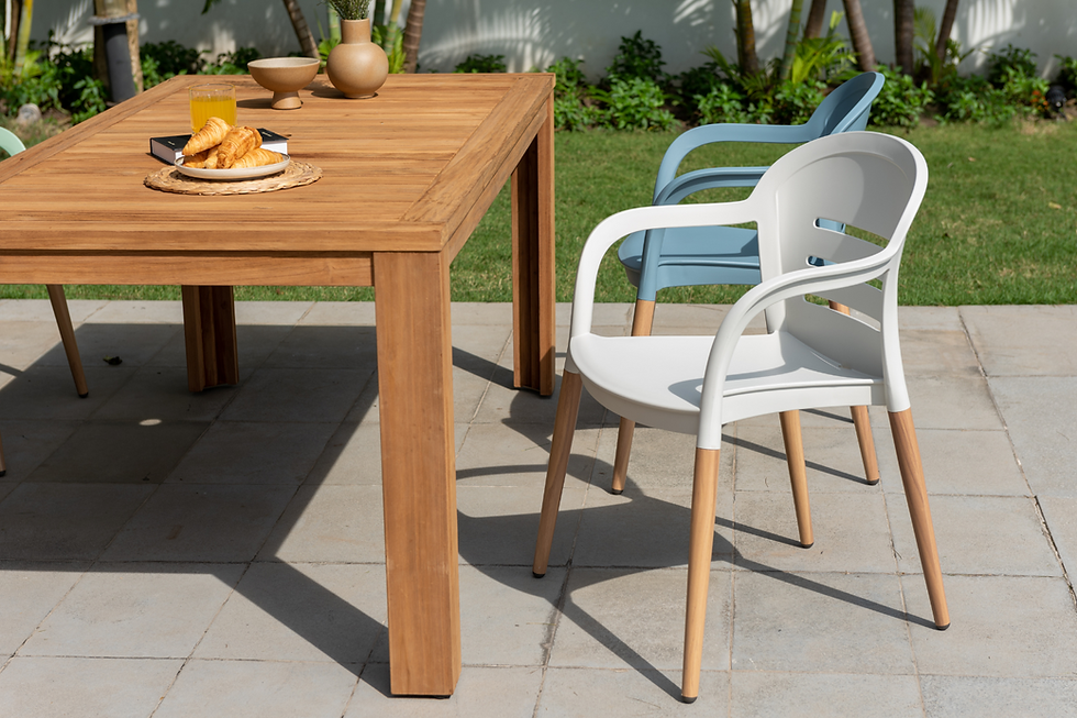 Thumbnail: Onyx Stackable Outdoor Chair patio Scene Angle View