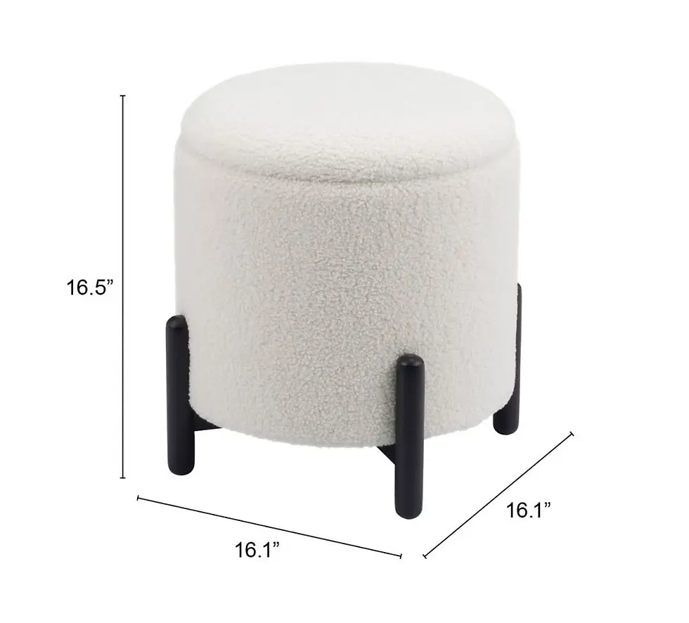 Miniatura: Calistoga Storage Ottoman in Ivory Boucle Fabric Dimensions