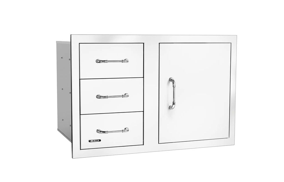 Thumbnail: Bull 30" Reversible Stainless-Steel 3 Drawer Door Combo with Reveal Left Angle View