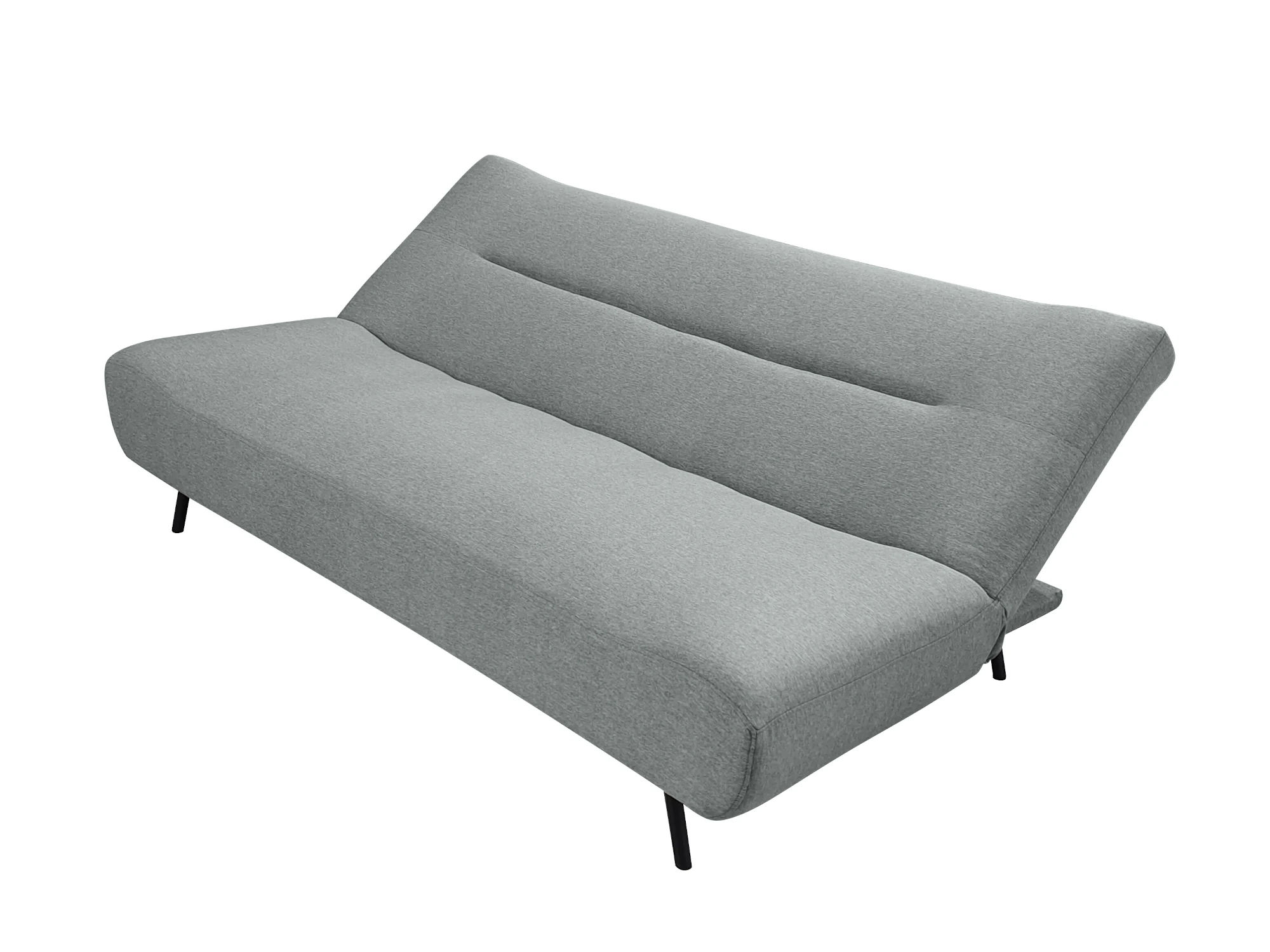 Cooper Retro Futon Couch in Light Grey Fabric Angle View Semi Open