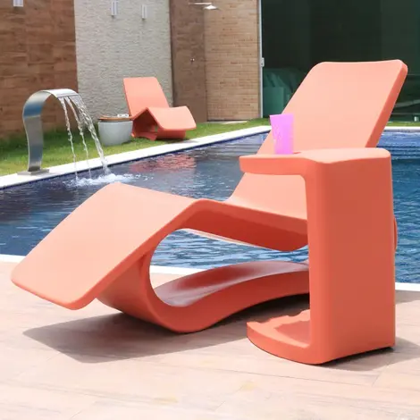 orange Chaise Lounge by the Pool