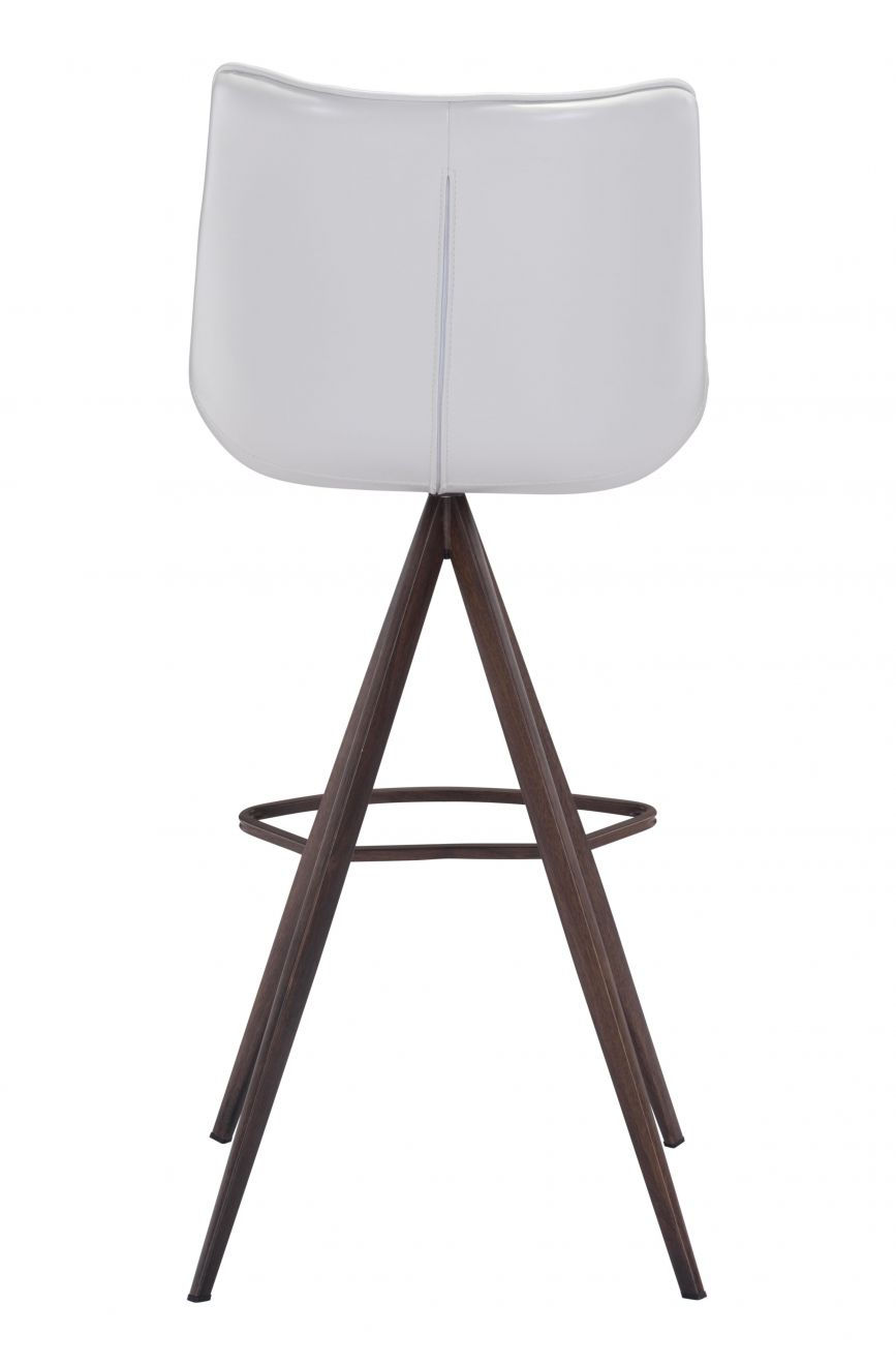 Thumbnail: Aki Modern Barstool in White and Walnut Back View