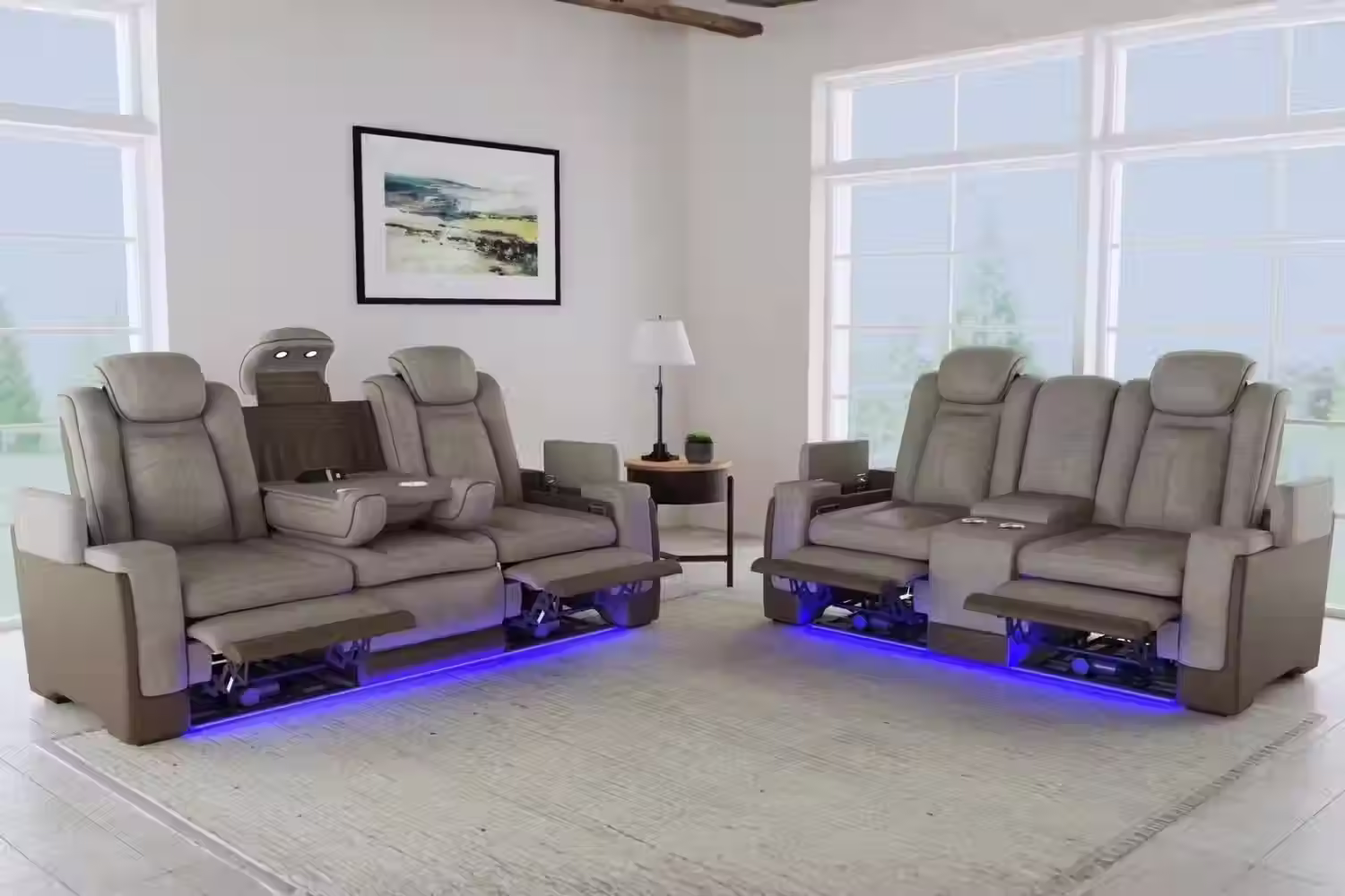 Lantana Power Recliner With Wireless Charger Brown room Scene