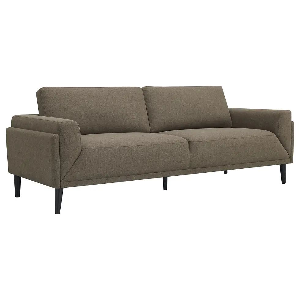 Miniatura: Rilynn Modern Sofa Upholstered in Grey Fabric Angle View Silo