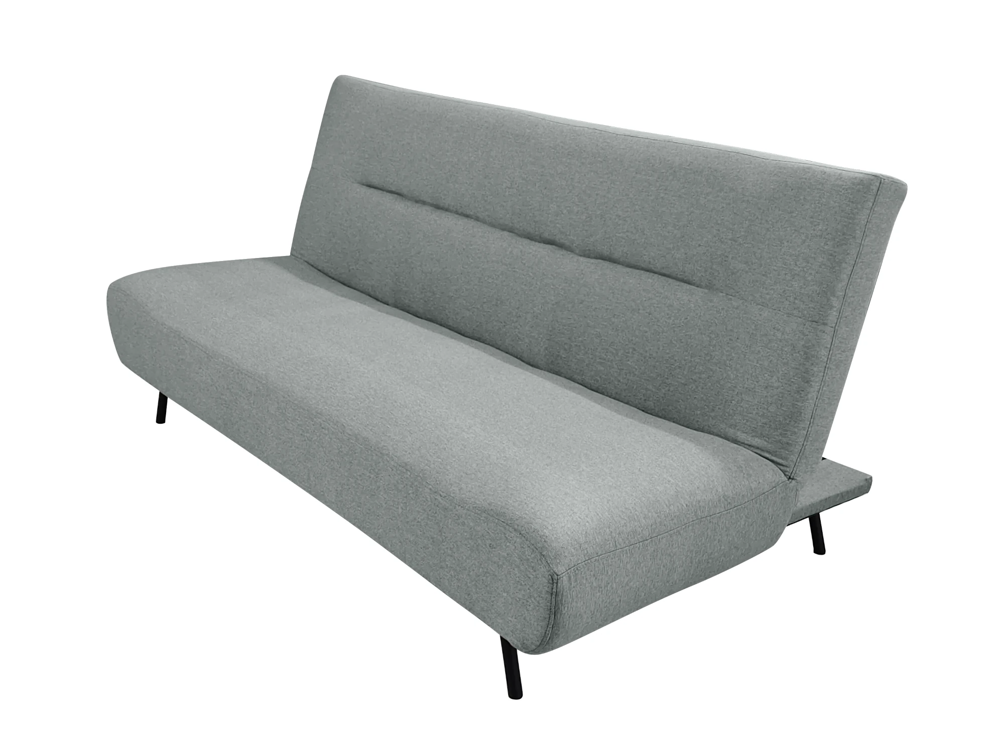 Cooper Retro Futon Couch in Light Grey Fabric Angle View