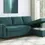 Miniatura: Samantha Upholstered Sleeper Sofa Sectional With Storage Chaise in Teal Room Scene Open Storage