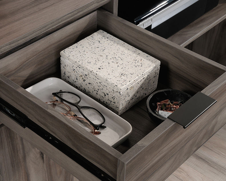 Thumbnail: Clifford Place TV Media Console in Grey Open drawer