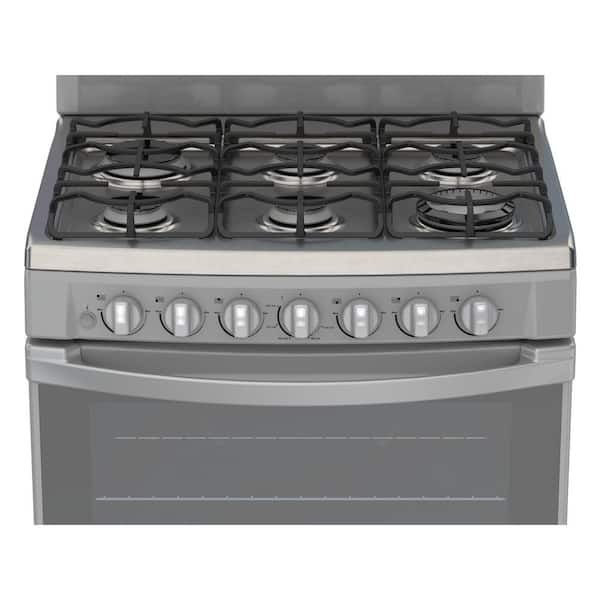 Thumbnail: "Amana" 30 in. 6 Burner Gas Range in Grey Top front View