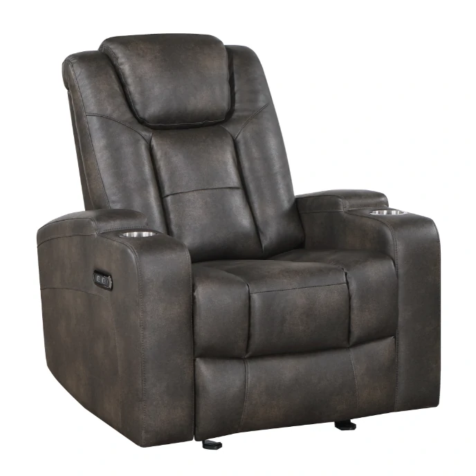 Quantum Power Recliner Chair in Brown Angle View