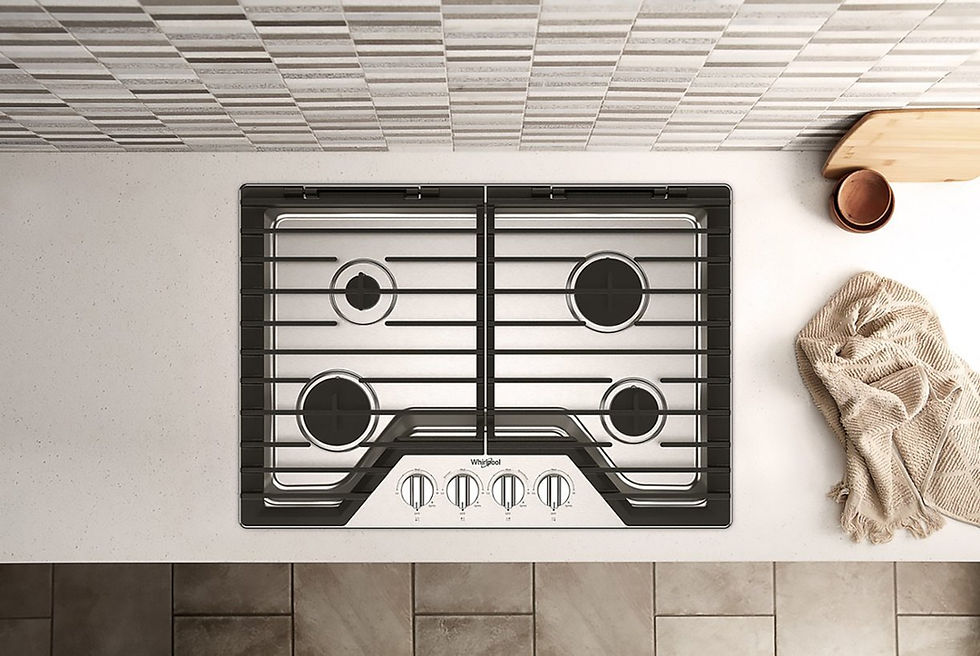 Thumbnail: Whirlpool 30" Gas Cooktop in Stainless Steel Top view Scene