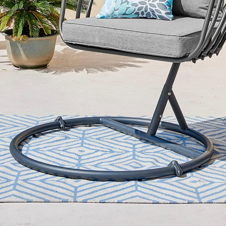 Lucia Outdoor Hanging Egg Chair in Grey Base Detail