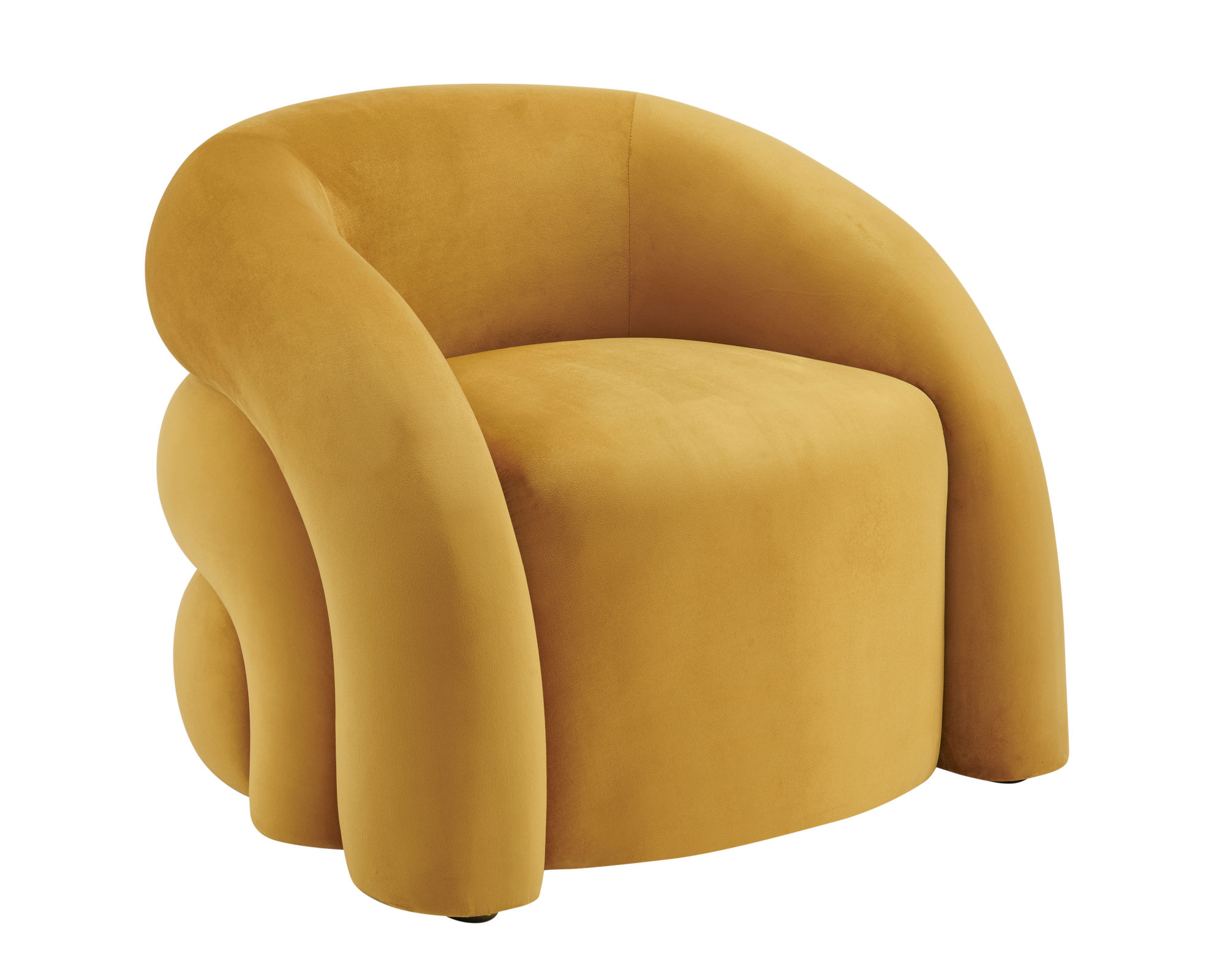 Viana Modern Velvet Accent Chair in Yellow Angle View Silo