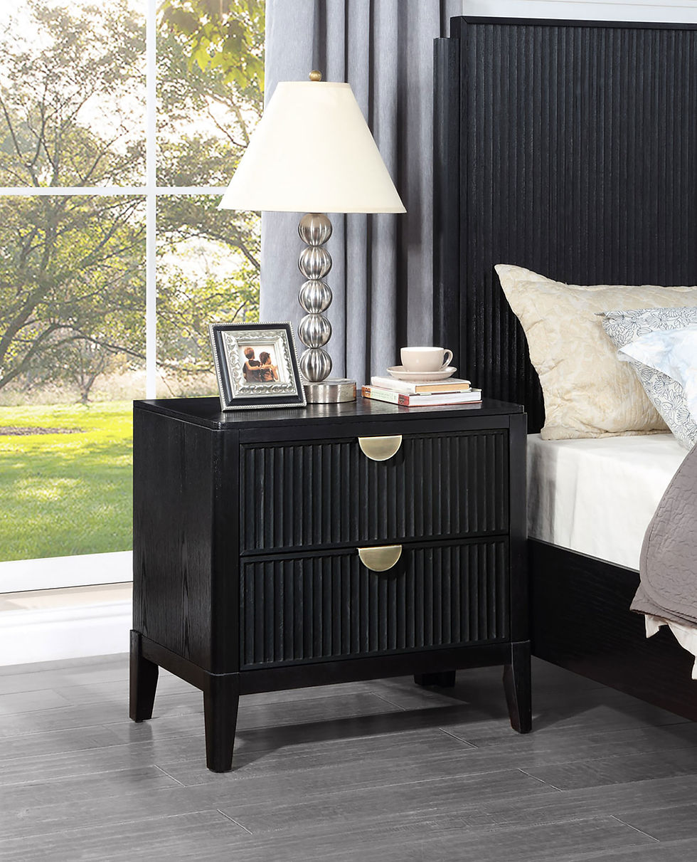 Brookmead Black and Gold Nightstand Room Scene