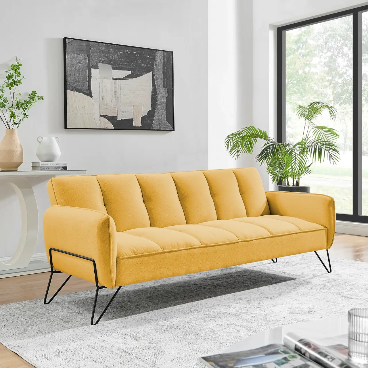"Adela" Retro Style Sofa Bed Futon in Fabric