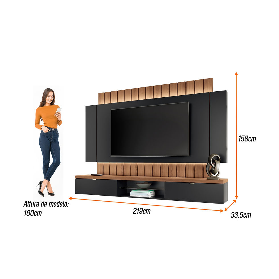 Thumbnail: Illusion TV Wall Unit with LED Lights Black Dimensions