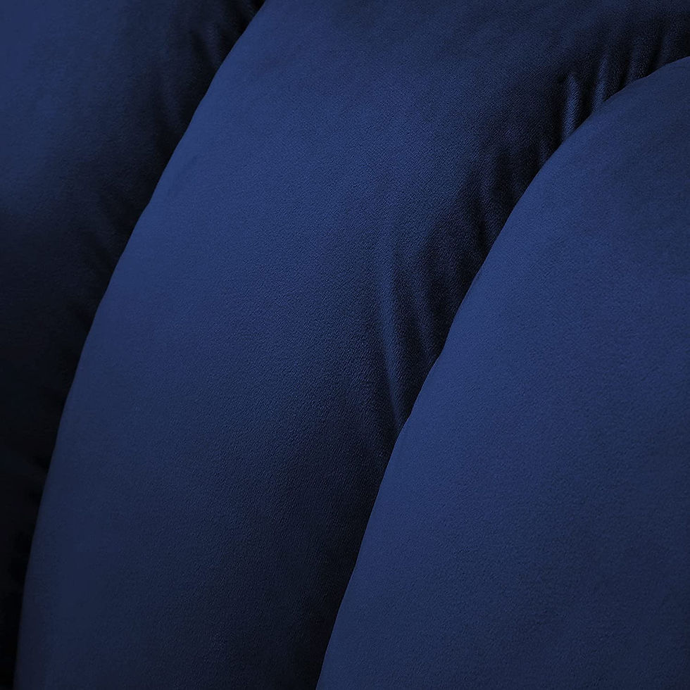 Thumbnail: "Chantal" Curved Sectional in Blue Velvet Channeled Back Detail