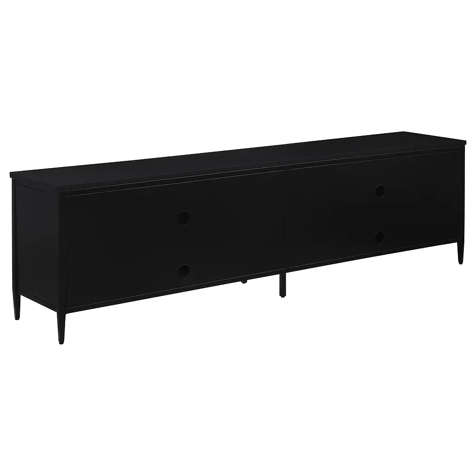 Thumbnail: Amherst Coastal TV Stand in Black and Rattan Back View