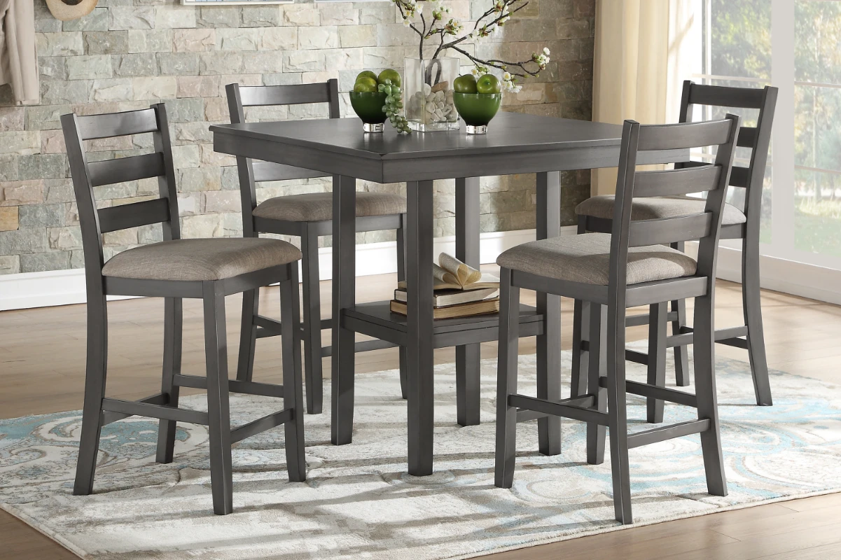 Sharon Dining Set Counter Height in Grey Finish room Scene