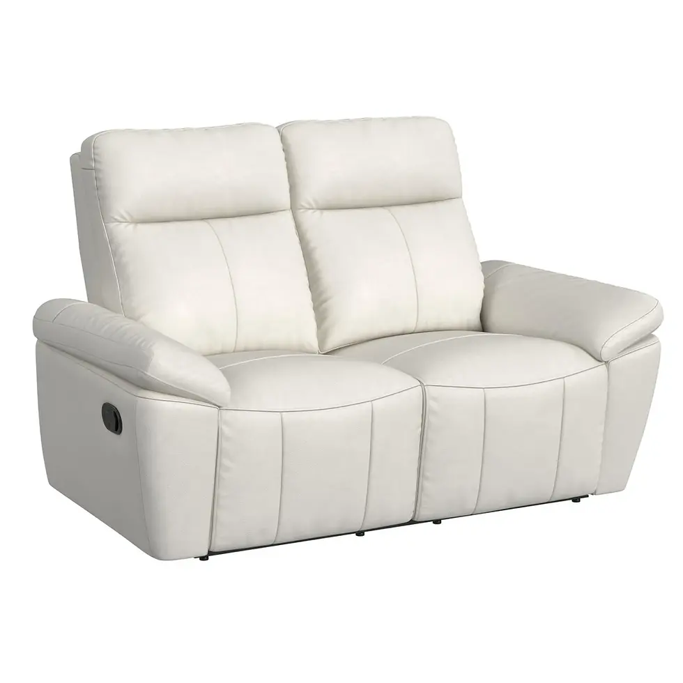 Thumbnail: Sago Faux Leather Recliner Loveseat in White Angle View