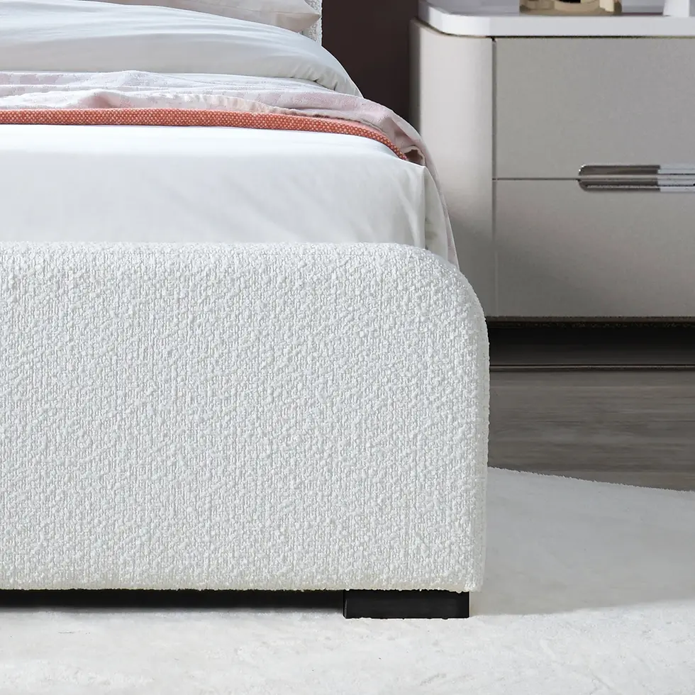 Miniatura: "Astro" Frame de Cama Capitoneada en Tela Bouclé Blanco