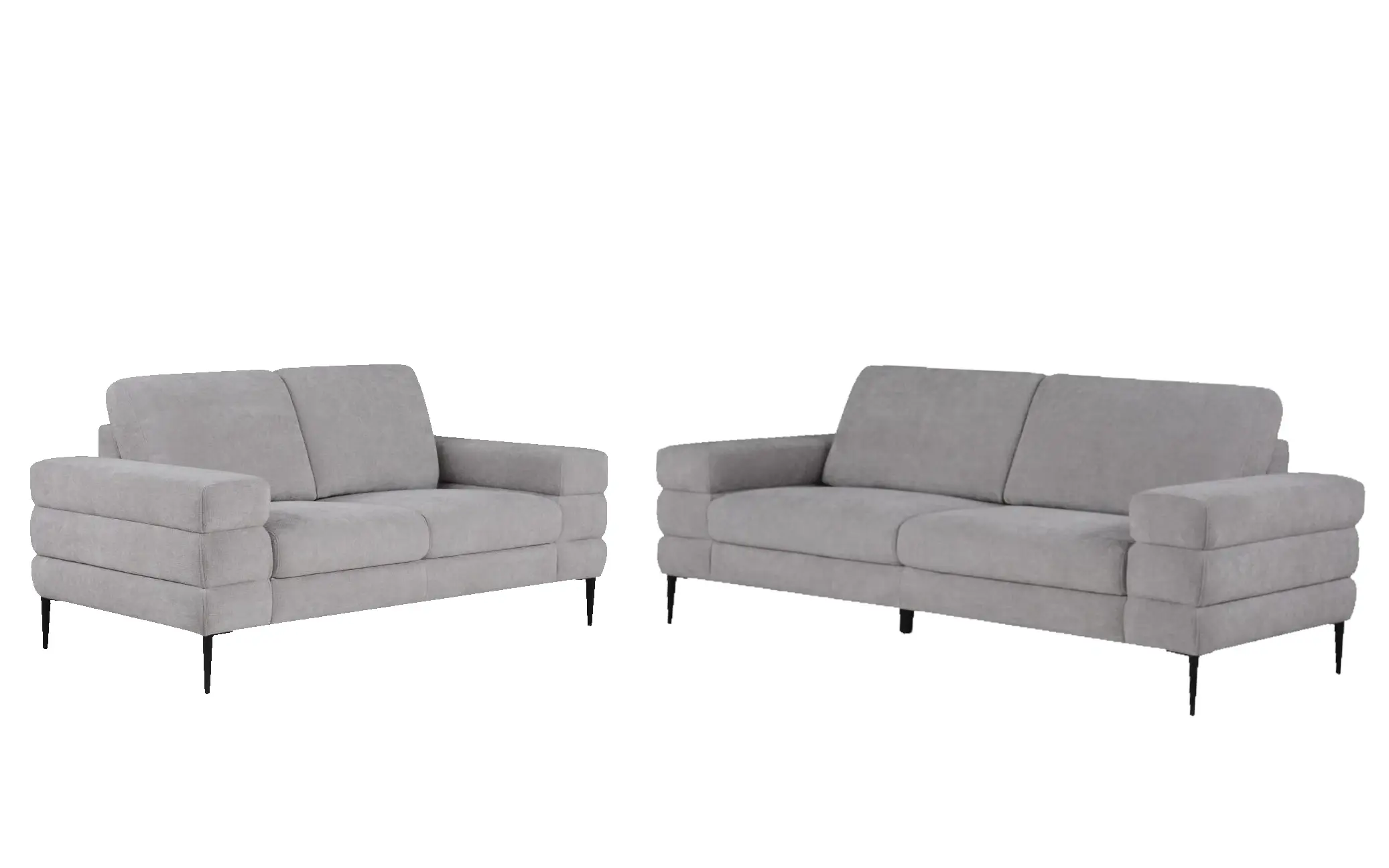 Jessel Sofa and Loveseat Set in Grey Chenille Silo