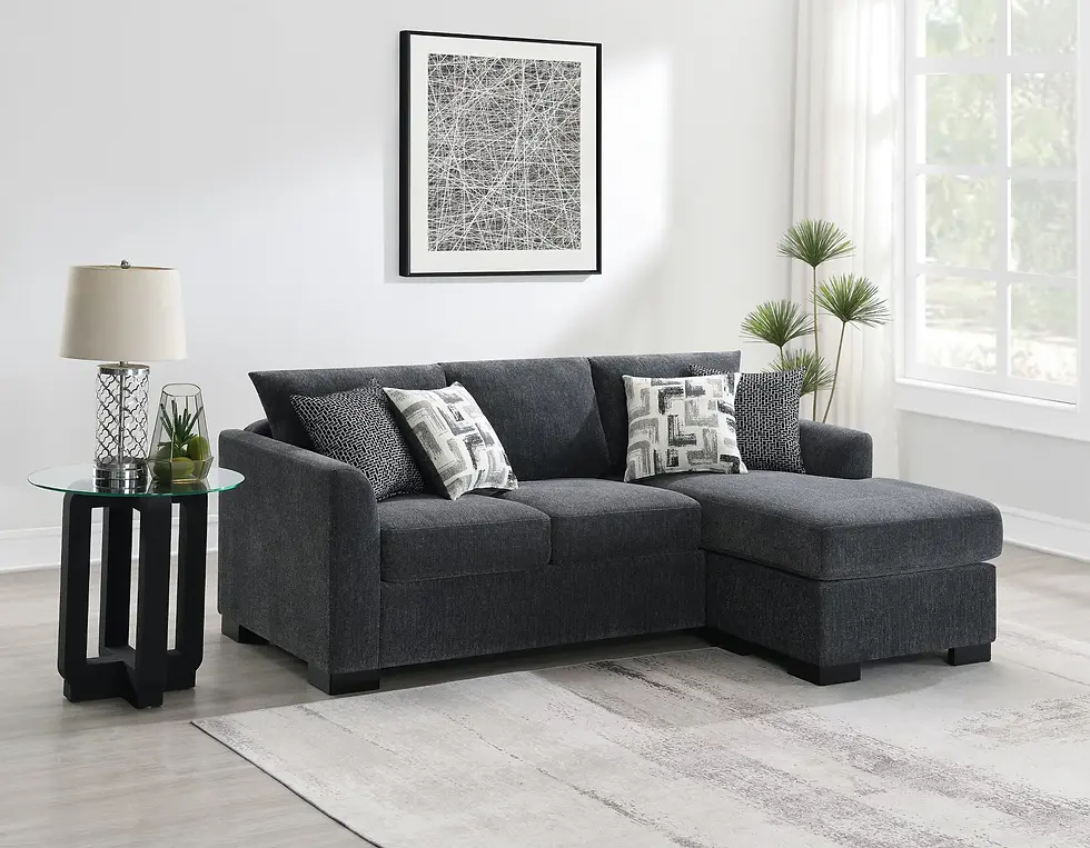 Miniatura: Storey Sleeper Sofa with Chaise Upholstered in Dark Grey Fabric Room Scene