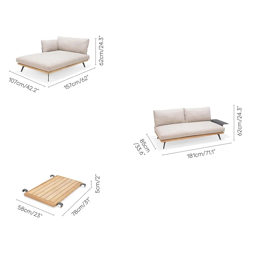 Thumbnail: Pearl Outdoor Sectional Sofa Set Dimensions
