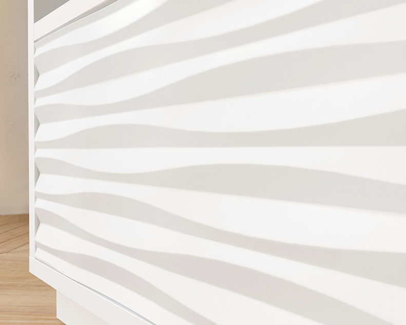 Thumbnail: Morgan Main White TV Stand with Storage Drawer angle detail