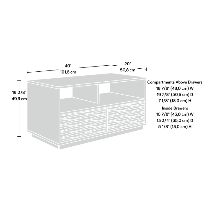 Thumbnail: Morgan Main White TV Stand with Storage Dimensions Guide