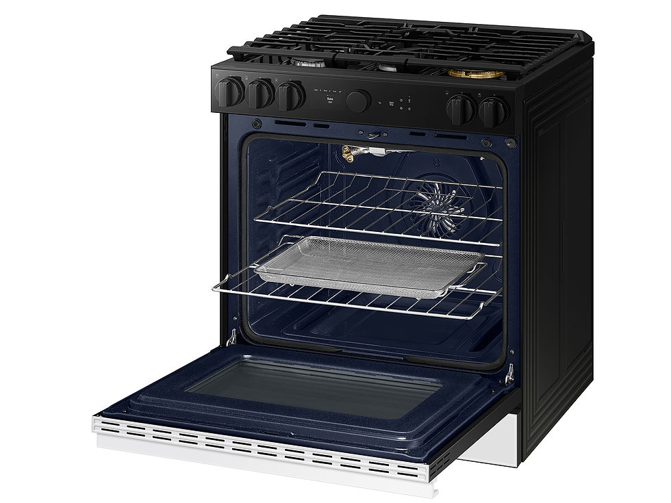 Thumbnail: Bespoke Smart Slide-In Gas Range with Air Sous Vide & Air Fry – White open Oven