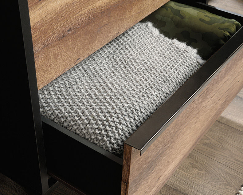 Thumbnail: "Boulevard Café" Collection 3-Drawer Chest in Black and Vintage Oak Finish Drawer Space