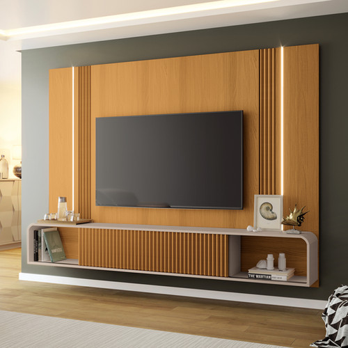 Empire TV Wall Unit in Brown and Off White | Home + Patio Gallery