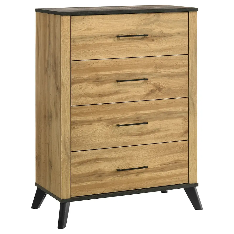 Kaywood Bedroom Chest in Natural Pine Finish Angle View