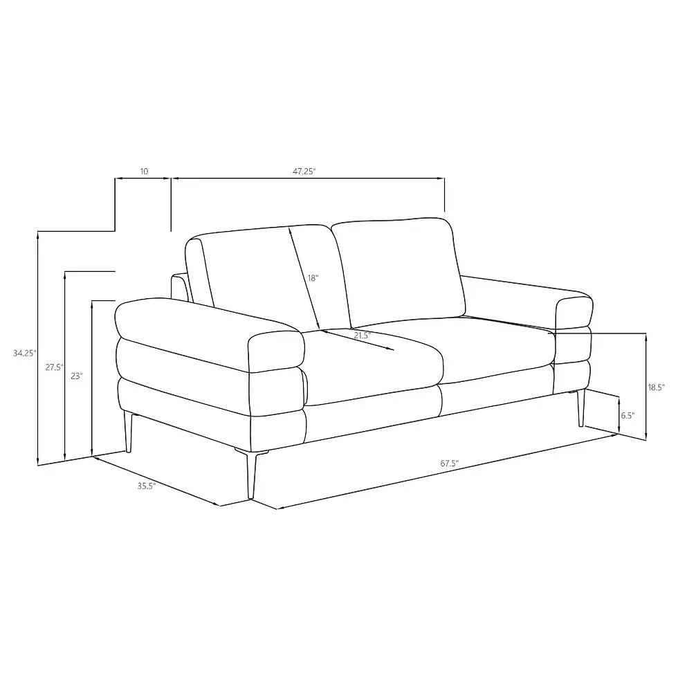 Thumbnail: Jessel Loveseat Set in Grey Chenille Dimensions Drawings