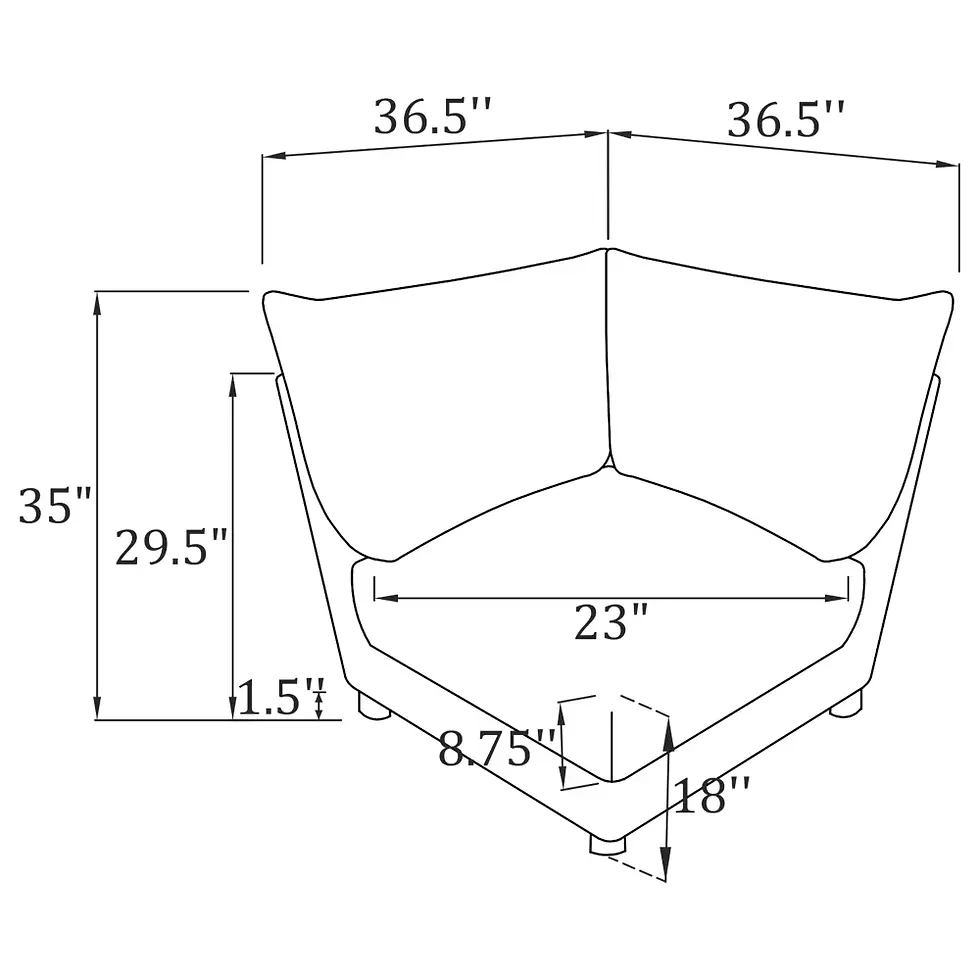 Miniatura: Sasha Corner Chair in Barely Black Fabric Dimensions Outline