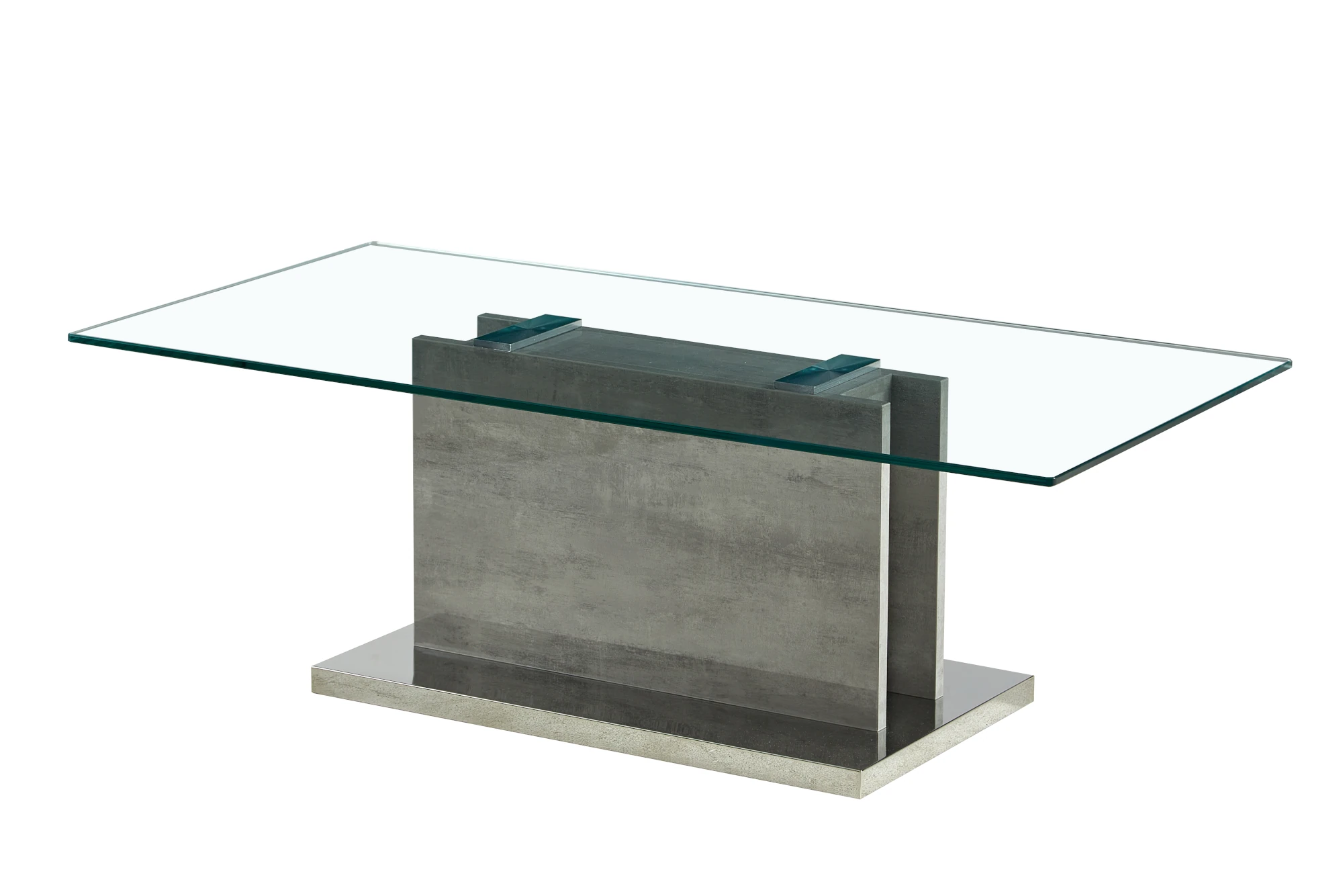 Granite Modern Coffee Table in Glass Top and Concrete Finish Angle View