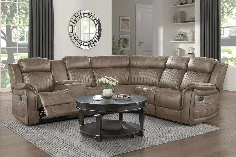 Centeroak Manual Reclining Sectional Sofa Set Room Scene