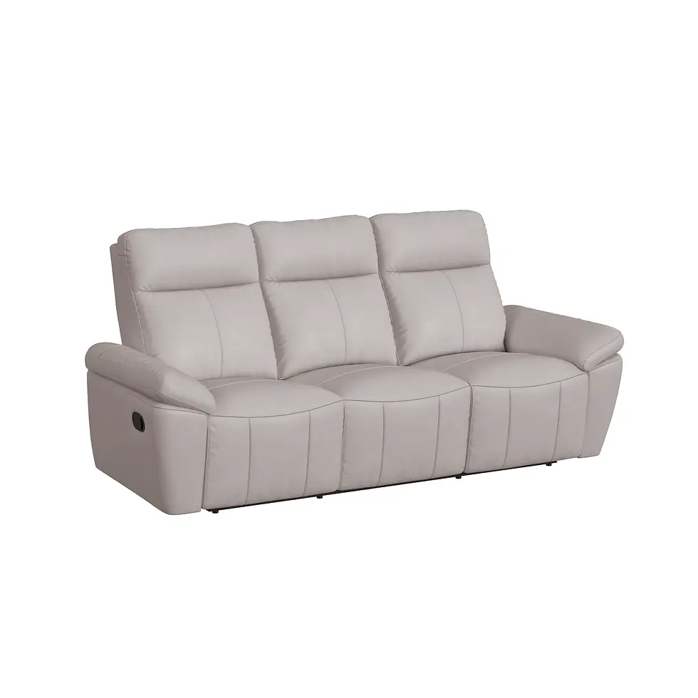 Thumbnail: Sago Faux Leather Recliner Couch in Grey Angle View