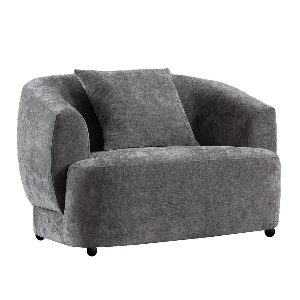 Travis Barrel Back Accent Chair in Grey Fabric Silo