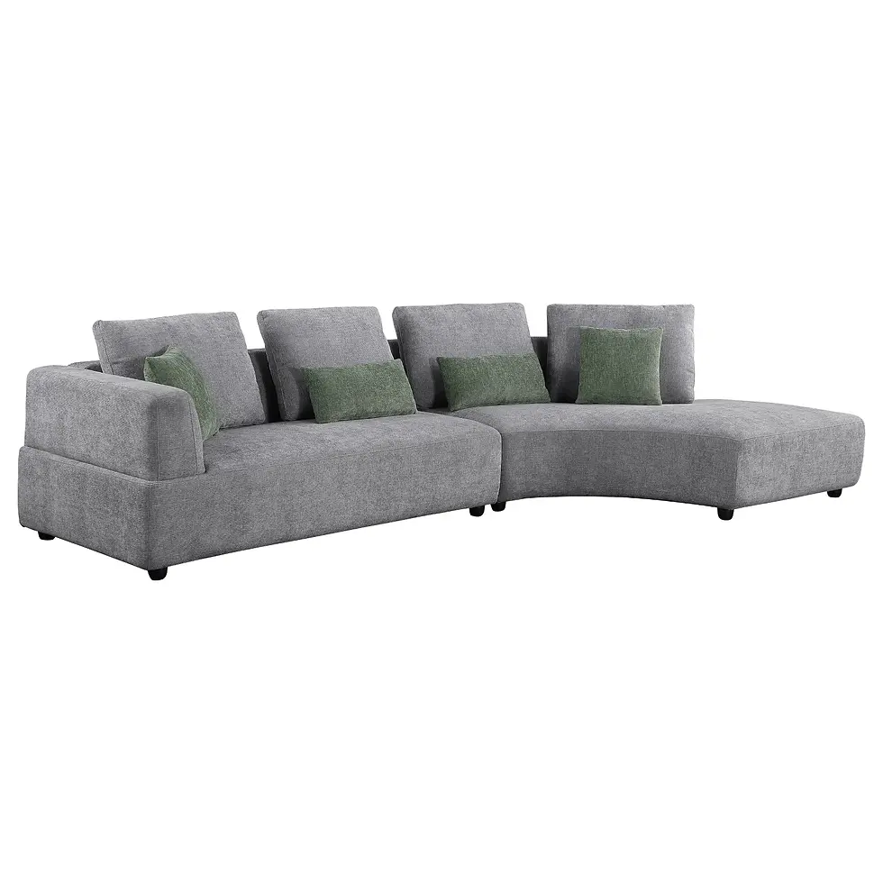 Toscano Half Moon 2 Pieces Sofa in Grey Angle view
