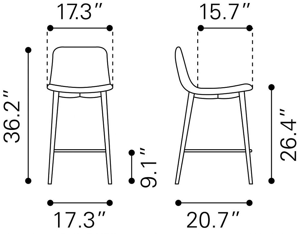 Thumbnail: "Tangiers" Counter Stool Taupe Dimensions Guide