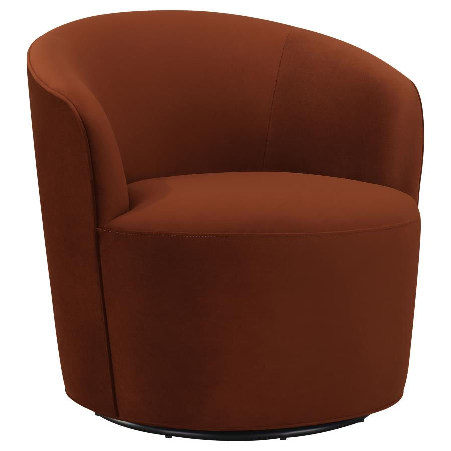 Miniatura: "Deco" Accent Barrel Chair in White Boucle Fabric with Swivel
