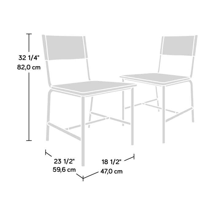 Thumbnail: "Boulevard Café" Dining Chair Set with Faux Leather Back Dimensions Guide