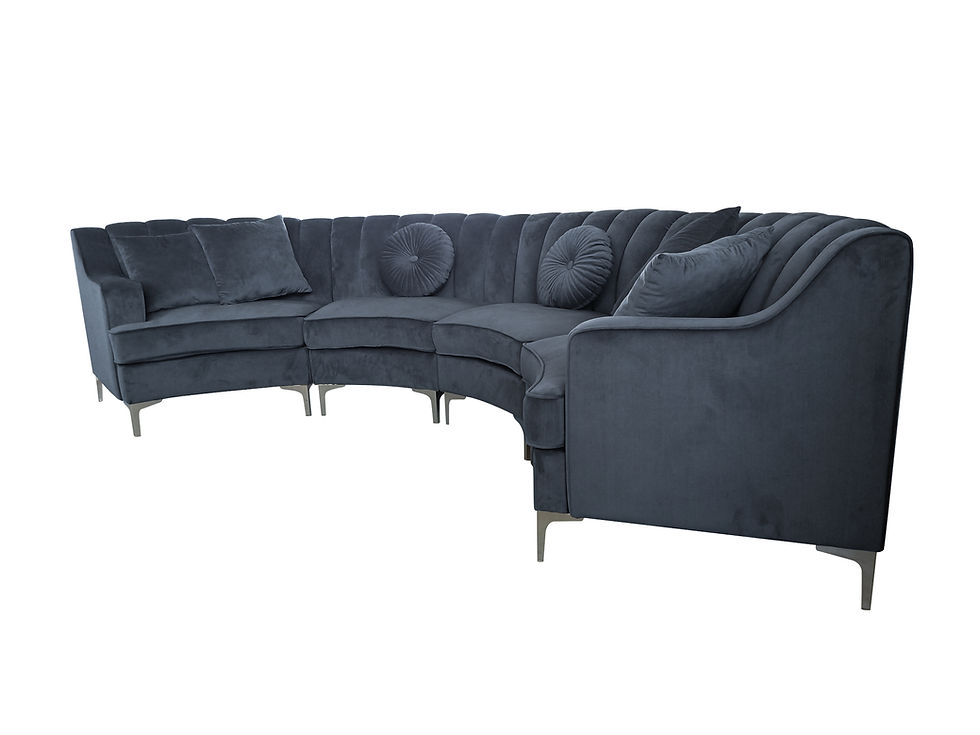 Thumbnail: "Chantal" Curved Sectional in Grey or Blue Velvet