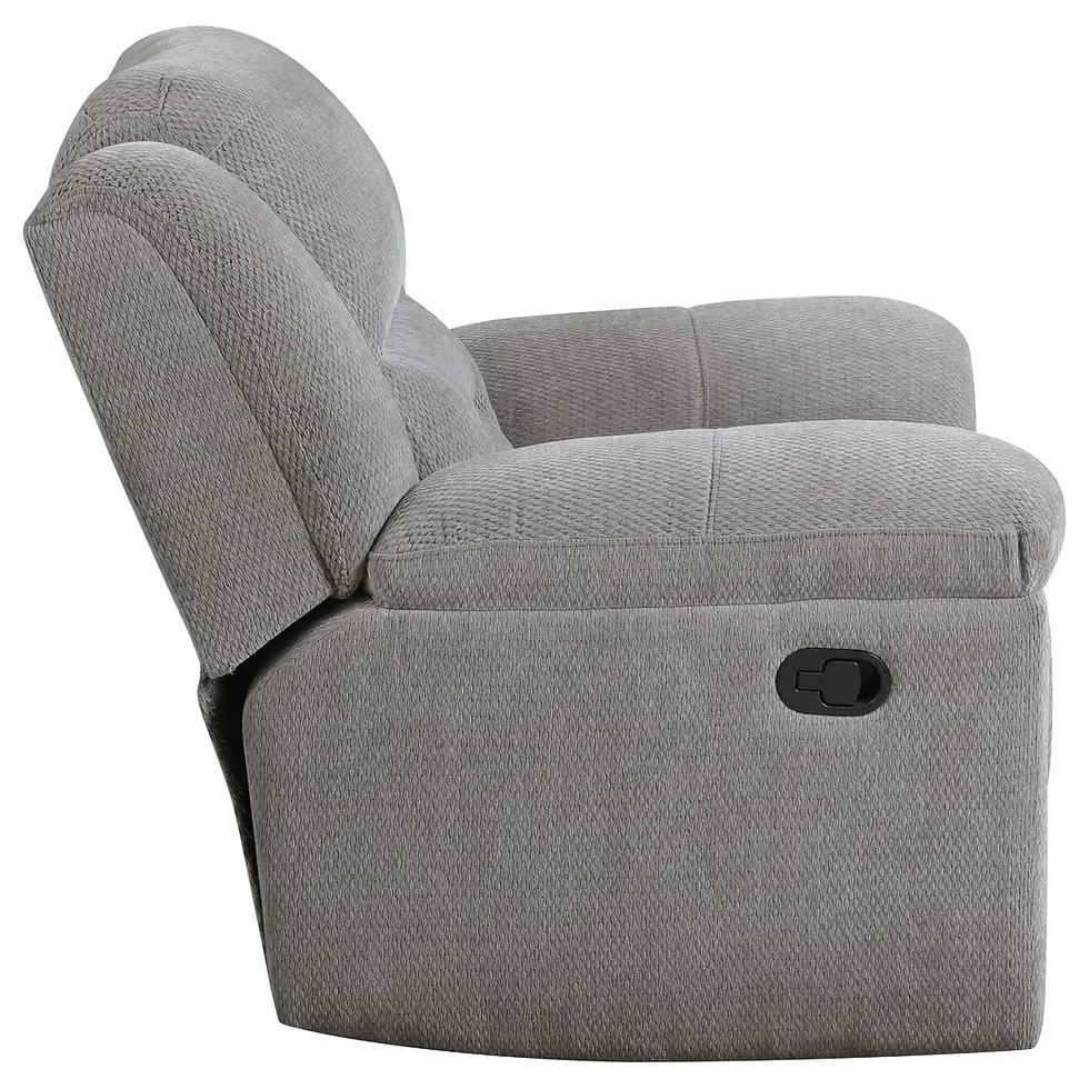 Thumbnail: Gilson Glider Recliner Chair Upholstered  in Grey Chenille Side vIew