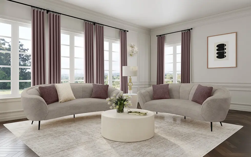 Ellorie Modern Curved Sofa Set Room Scene